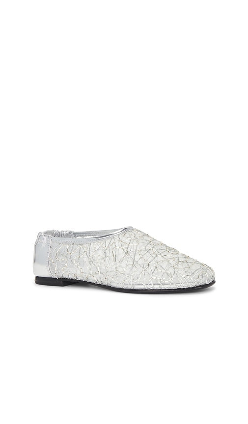 SIMKHAI Eden Ballet Flat in Metallic Silver