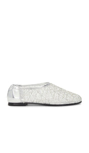 SIMKHAI Eden Ballet Flat in Metallic Silver | Silver Ballet Flats for Women