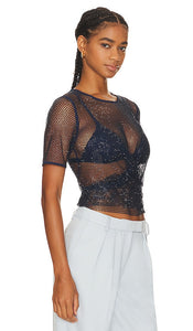 SIMKHAI Electra Baby Tee in Black