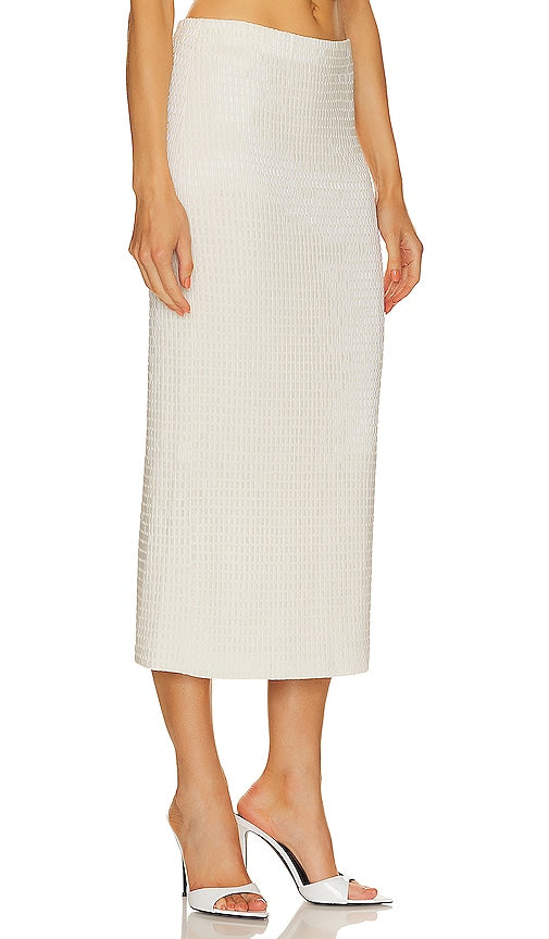 SIMKHAI Ellison Midi Skirt in Ivory