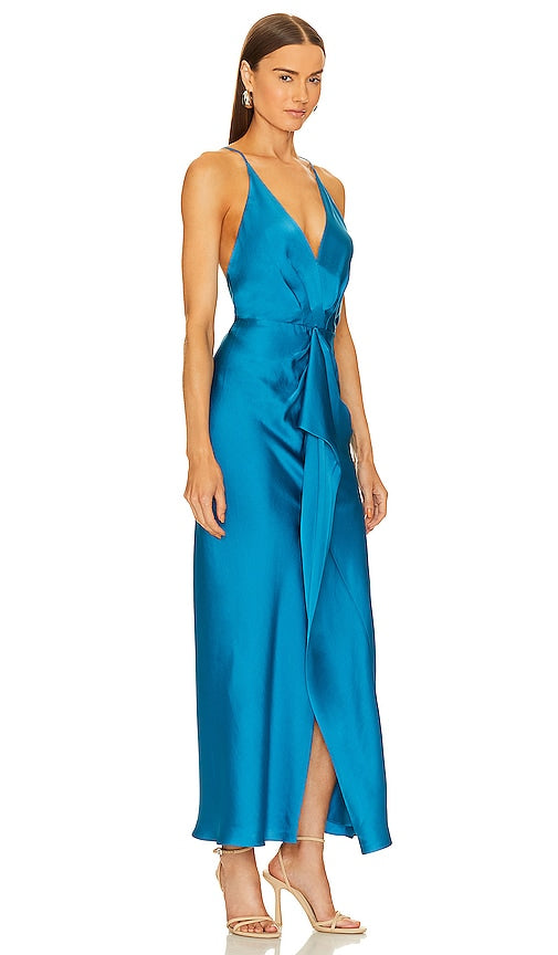 SIMKHAI Giana Draped Gown in Teal