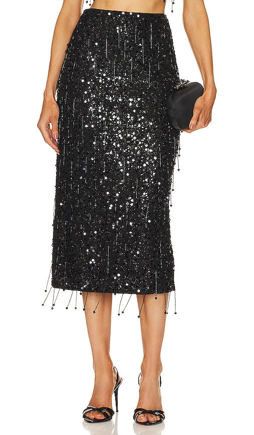 SIMKHAI Gisele Midi Skirt in Black - SIMKHAI Jupe mi-longue Gisele en noir - SIMKHAI Gisele 黑色中长半身裙 - SIMKHAI Gisele Midirock in Schwarz - SIMKHAI 지젤 미디 스커트 - Gonna longuette SIMKHAI Gisele in nero