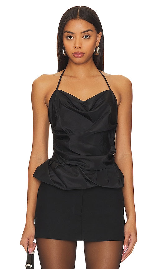 SIMKHAI Hailee Halter Top in Black - SIMKHAI Haut dos nu Hailee en noir - SIMKHAI Hailee 黑色挂脖上衣 - SIMKHAI Hailee Neckholder-Top in Schwarz - SIMKHAI Hailee 홀터 탑 - Top allacciato alla caviglia SIMKHAI Hailee in nero