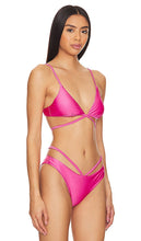 SIMKHAI Harlen Tie Front Bikini Top in Pink