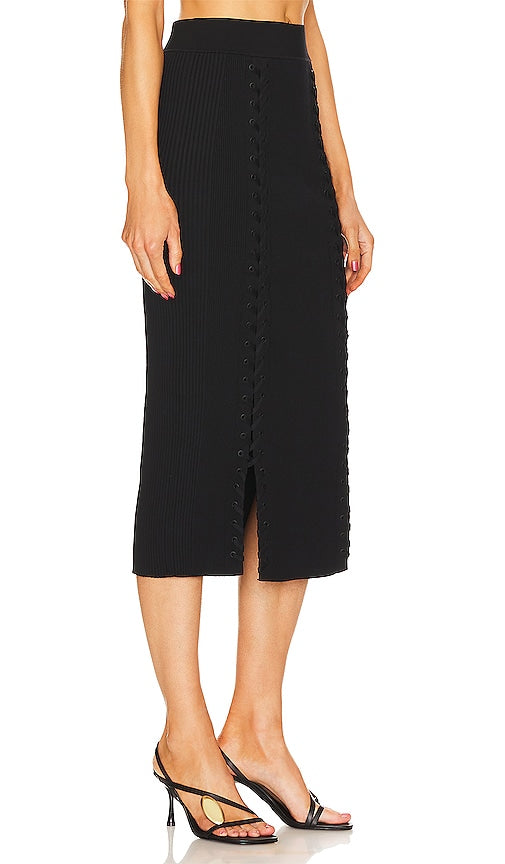 SIMKHAI Helix Lace Up Skirt in Black