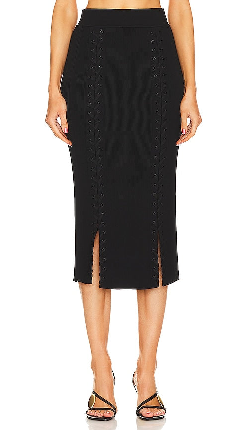 SIMKHAI Helix Lace Up Skirt in Black - Jupe à lacets SIMKHAI Helix en noir - SIMKHAI Helix 黑色系带半身裙 - SIMKHAI Helix Schnürrock in Schwarz - SIMKHAI 헬릭스 레이스업 스커트 - Gonna con lacci SIMKHAI Helix in nero