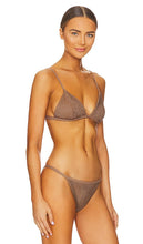 SIMKHAI Joelle Crystal Mesh Swimwear Triangle Bikini Top in Brown