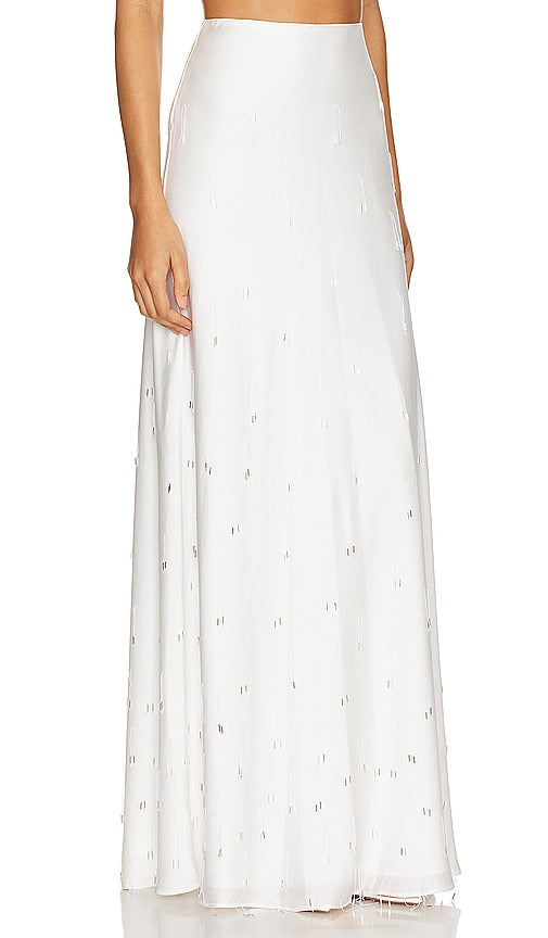 SIMKHAI Kade Embellished Maxi Skirt in White
