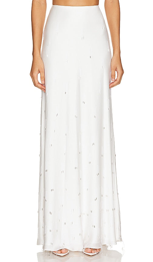 SIMKHAI Kade Embellished Maxi Skirt in White - SIMKHAI Jupe longue ornée Kade en blanc - SIMKHAI Kade 白色装饰长裙 - SIMKHAI Kade verzierter Maxirock in Weiß - SIMKHAI KADE 엠벨리시드 맥시 스커트 화이트 색상 - Gonna lunga decorata SIMKHAI Kade in bianco