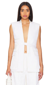 SIMKHAI Kirby Reverse Tailored Vest in Ivory