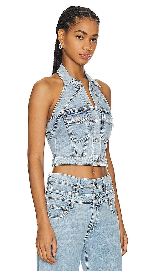 SIMKHAI Lincoln Halter Top in Blue