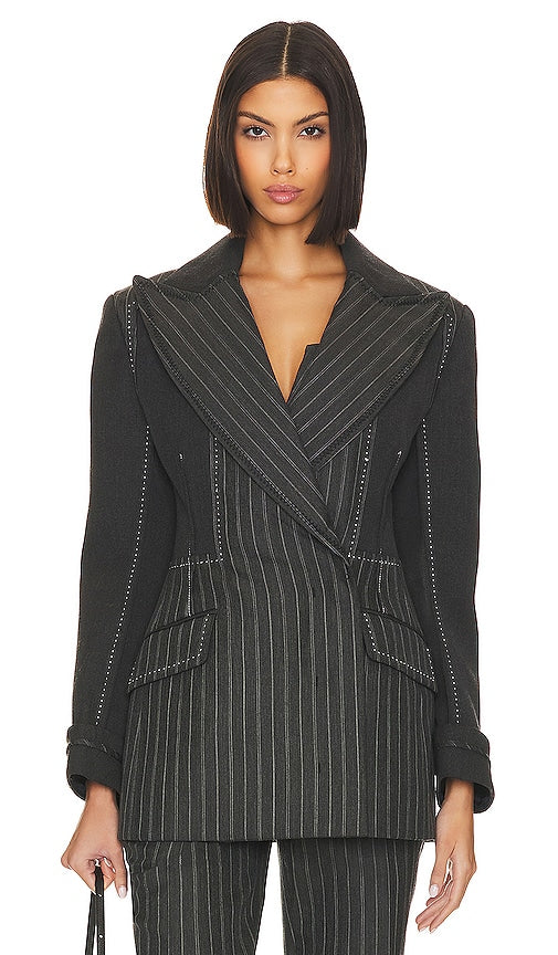 SIMKHAI Mariposa Blazer in Grey - SIMKHAI Blazer Mariposa en gris - SIMKHAI Mariposa 灰色西装外套 - SIMKHAI Mariposa Blazer in Grau - SIMKHAI 마리포사 블레이저 그레이 색상 - Blazer SIMKHAI Mariposa in grigio