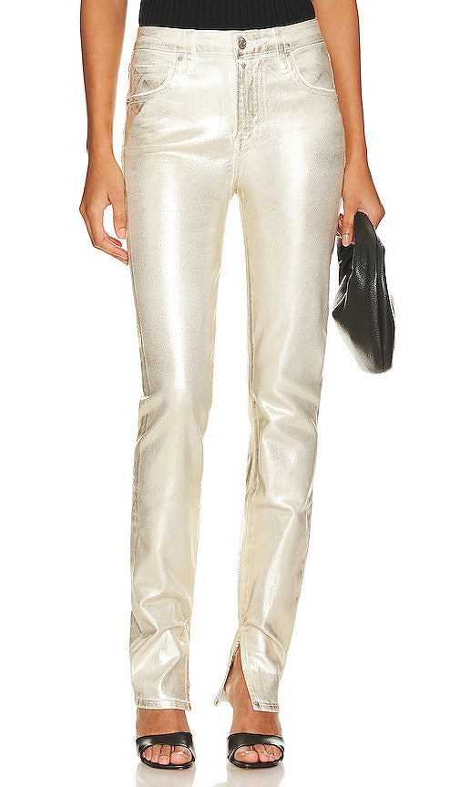 SIMKHAI Rae High Rise Skinny in Metallic Gold - SIMKHAI Rae Skinny taille haute en or métallisé - SIMKHAI Rae 金属金色高腰紧身衣 - SIMKHAI Rae High Rise Skinny in Metallic-Gold - SIMKHAI Rae 하이라이즈 스키니진 - SIMKHAI Rae skinny a vita alta in oro metallizzato