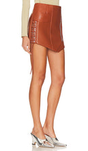 SIMKHAI Rider Moto Skirt in Cognac