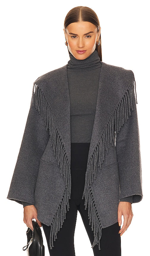 SIMKHAI Rowen Fringe Jacket in Grey