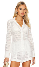 SIMKHAI Tyler Crochet Lace Cover Up Collared Cardigan in White