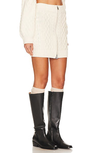SIMKHAI Viviana Zip Mini Skirt in Ivory