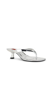 SIMONMILLER Beep Thong Sandal in Metallic Silver, grey