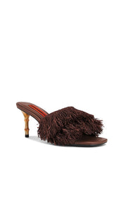 SIMONMILLER Fringe Playa Bamboo Heel in Chocolate