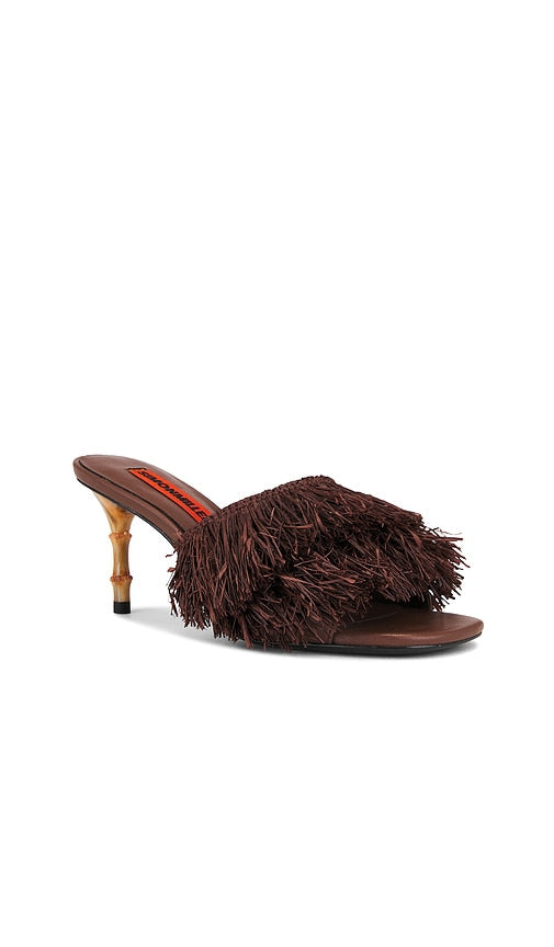 SIMONMILLER Fringe Playa Bamboo Heel in Chocolate