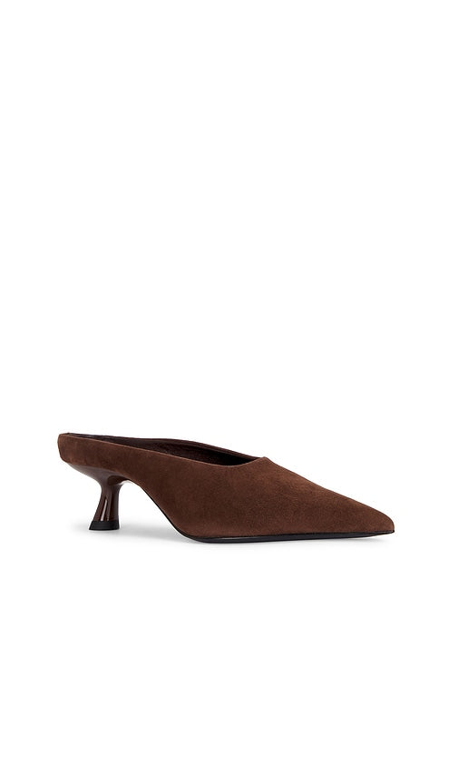 SIMONMILLER Gala Suede Pointed Mule in Chocolate