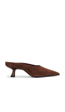 SIMONMILLER Gala Suede Pointed Mule in Chocolate | Chocolate Closed Toe Mules for Women