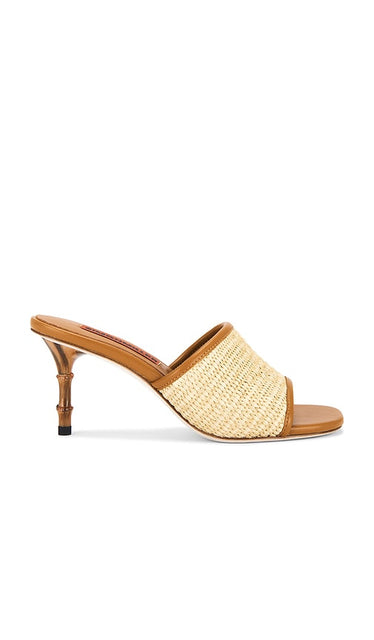 SIMONMILLER Playa Bamboo Heel in Tan | Natural Open Toe Heels for Women