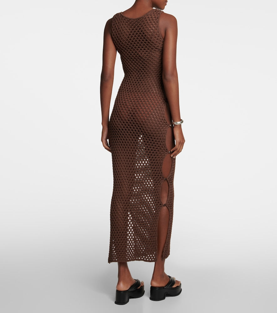 SIR Aline cutout crochet midi dress
