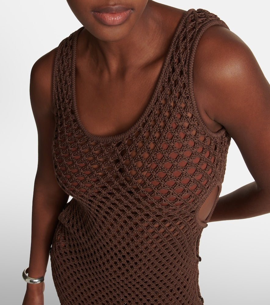 SIR Aline cutout crochet midi dress