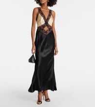 SIR Aries lace-trimmed cutout silk maxi dress