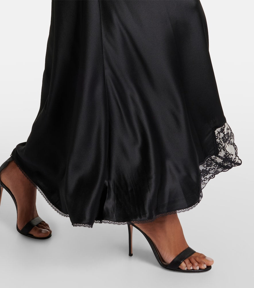 SIR Aries lace-trimmed cutout silk maxi dress