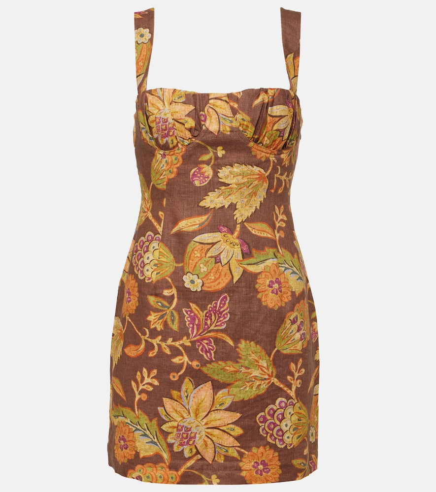 SIR Floral linen minidress. SIR 花卉亚麻迷你连衣裙