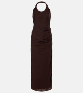 SIR Jacques Knot gathered semi-sheer midi dress