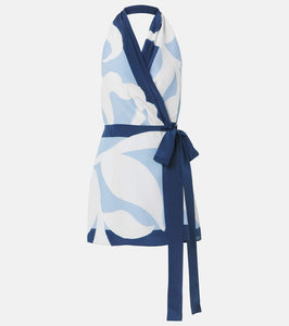 SIR Portia printed silk satin wrap dress