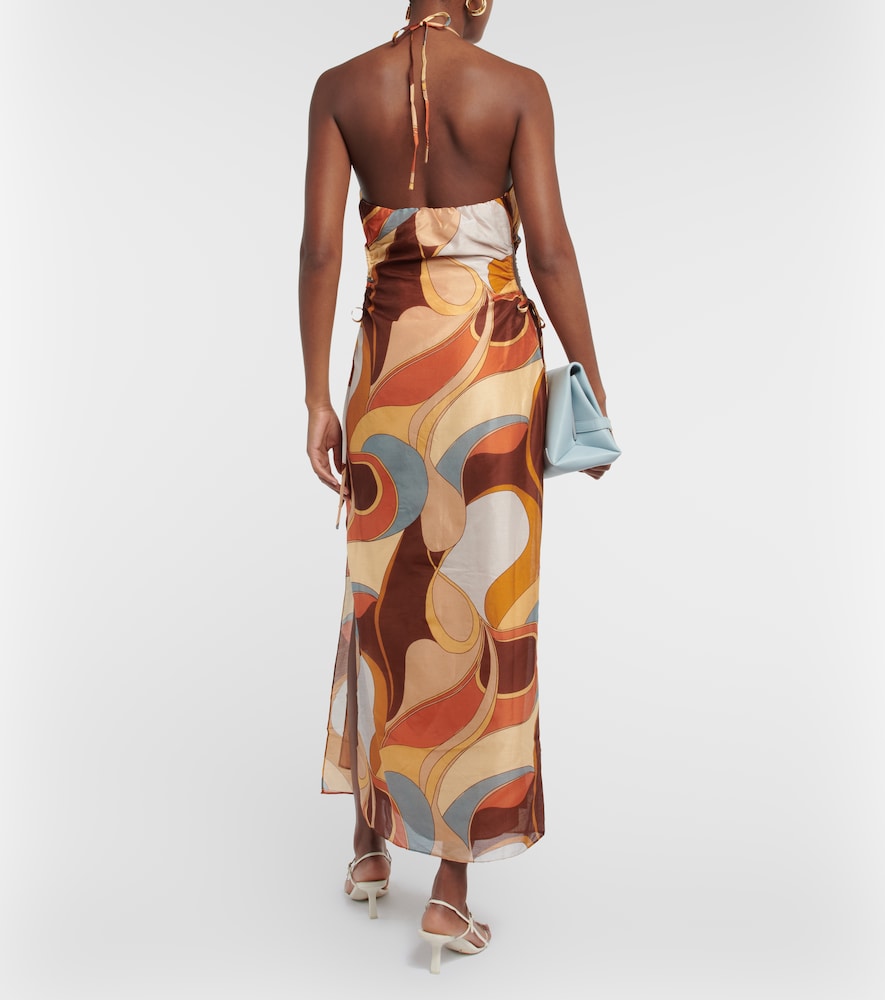 SIR Printed cotton and silk midi dress