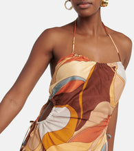 SIR Printed cotton and silk midi dress