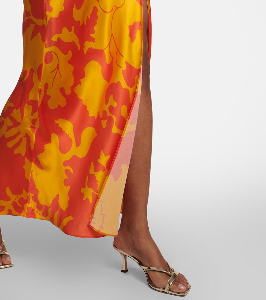 SIR Printed silk maxi dress