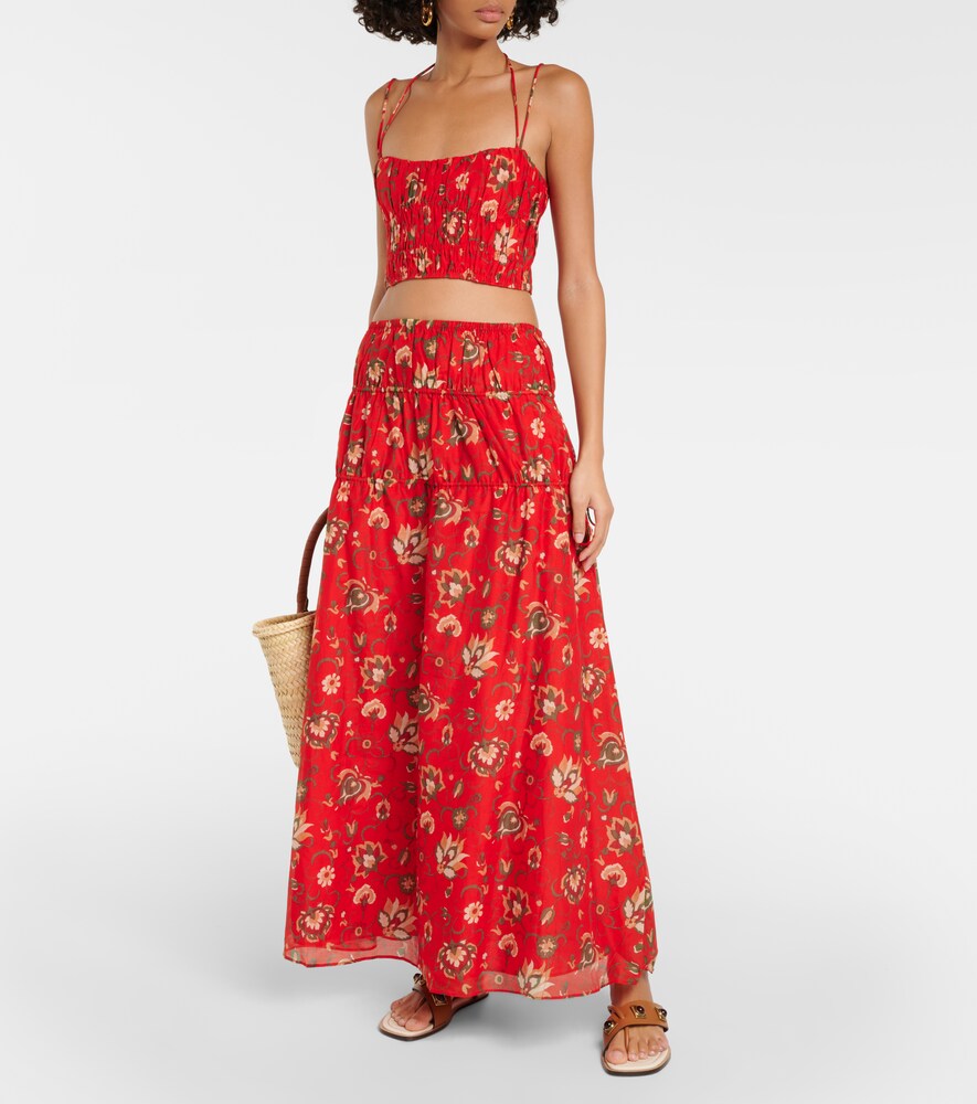 SIR Reyes printed cotton and silk maxi skirt