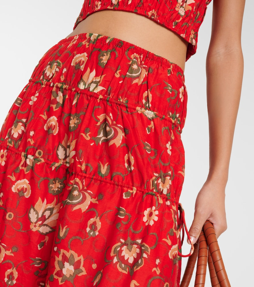 SIR Reyes printed cotton and silk maxi skirt