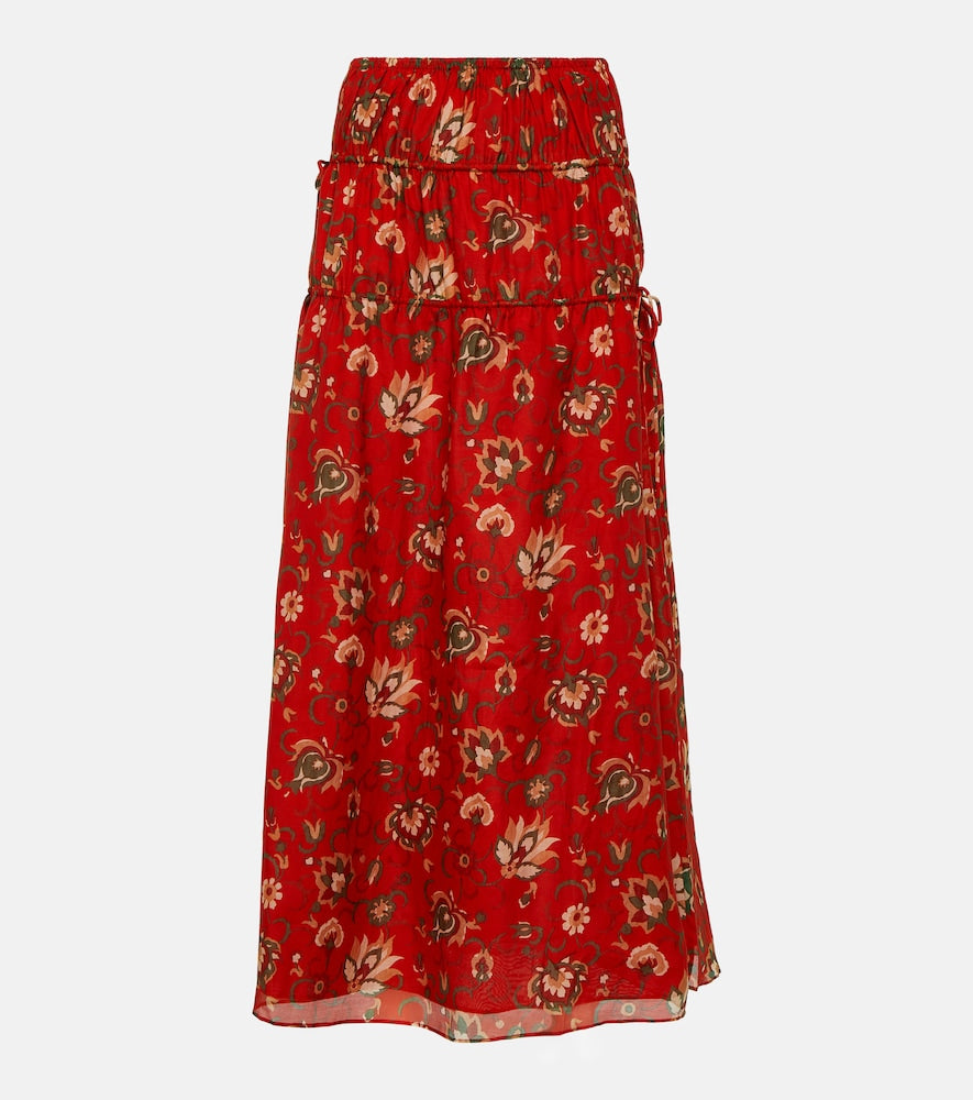 SIR Reyes printed cotton and silk maxi skirt - SIR Reyes 印花棉丝混纺长裙