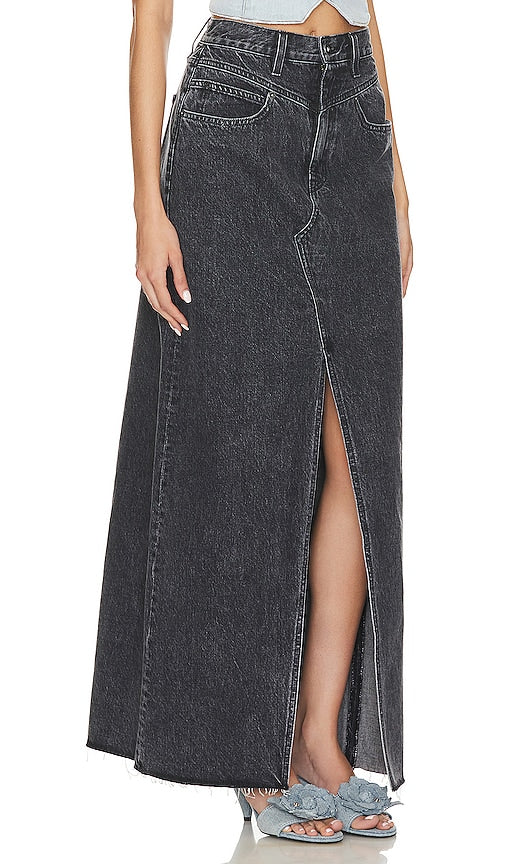SLVRLAKE Dallas Double Yoke Maxi Skirt in Black