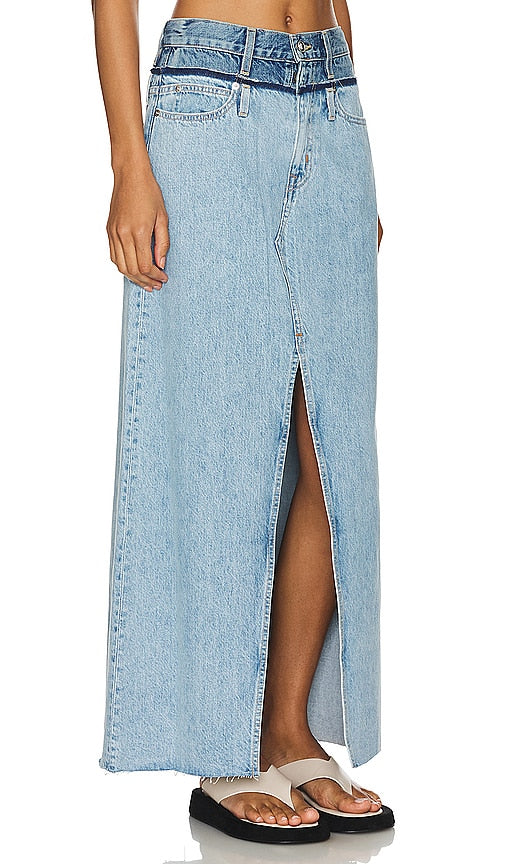 SLVRLAKE Re-work Dallas Midi Skirt in Blue