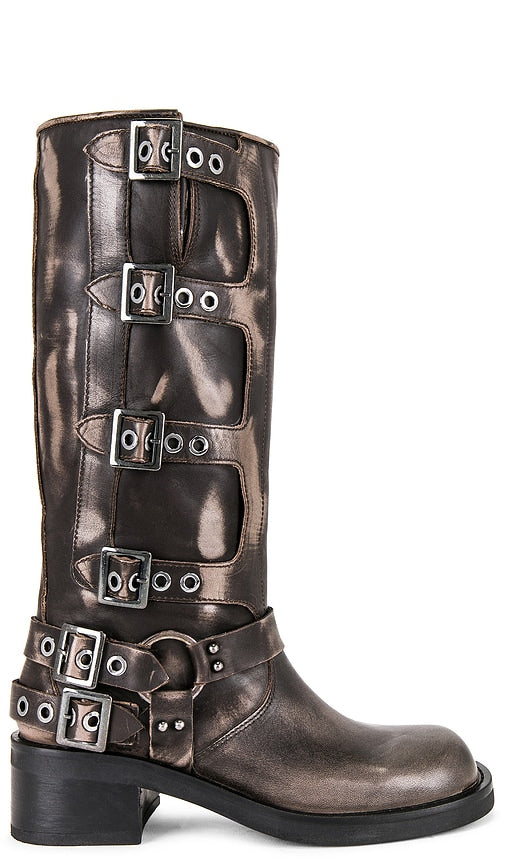 Steve Madden Rocky Boot in Black | Black Distressed Moto Boots for Women