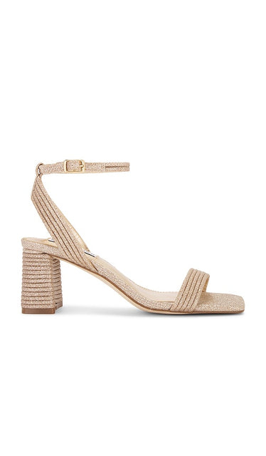 Steve Madden Lavnish in Metallic Gold, beige,yellow | Gold Open Toe Heels for Women
