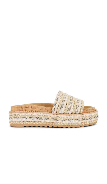 Steve Madden Beller Slide in Neutral | Natural Multi Platform Sandals for Women