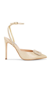 Steve Madden Vienna Heel in Metallic Gold | Gold Sling Back Heels for Women