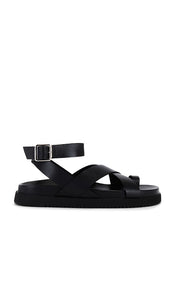 Steve Madden Mira Sandals in Black | Black Flat Sandals for Women
