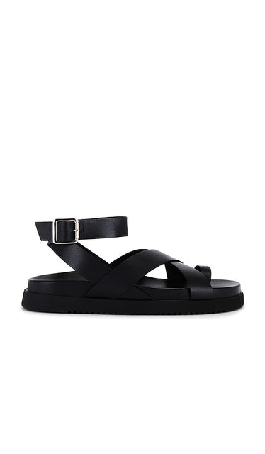 Steve Madden Mira Sandals in Black | Black Flat Sandals for Women