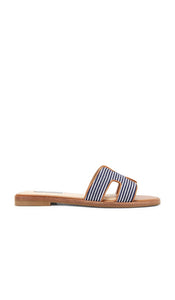 Steve Madden Hadyn Slides in Navy | Navy & White Flat Sandals for Women