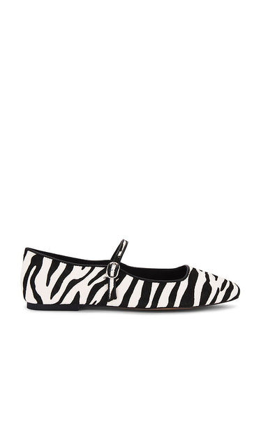 Steve Madden Maple Ballet Flat in Black,White | Zebra Ballet Flats for Women